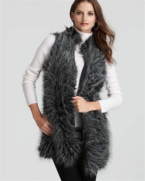 michael kors faux fur long vest|Michael Kors hooded vest.